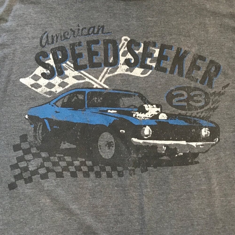 American Speed Seeker Tshirt Hanes Beefy T 3XL Gray Hot Rod Muscle Car Racing